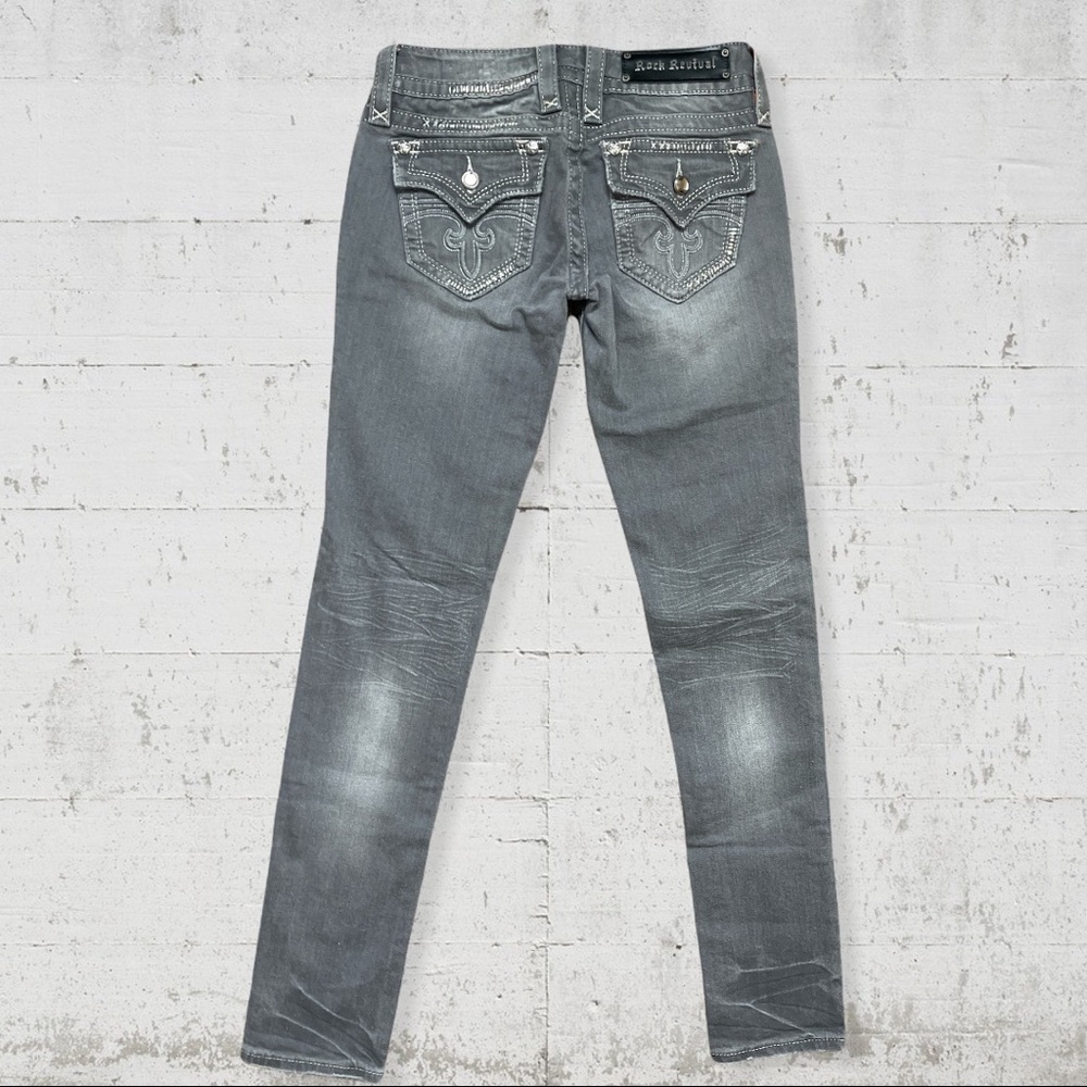 Rock Revival Gray Celine Skinny Jeans Size 26